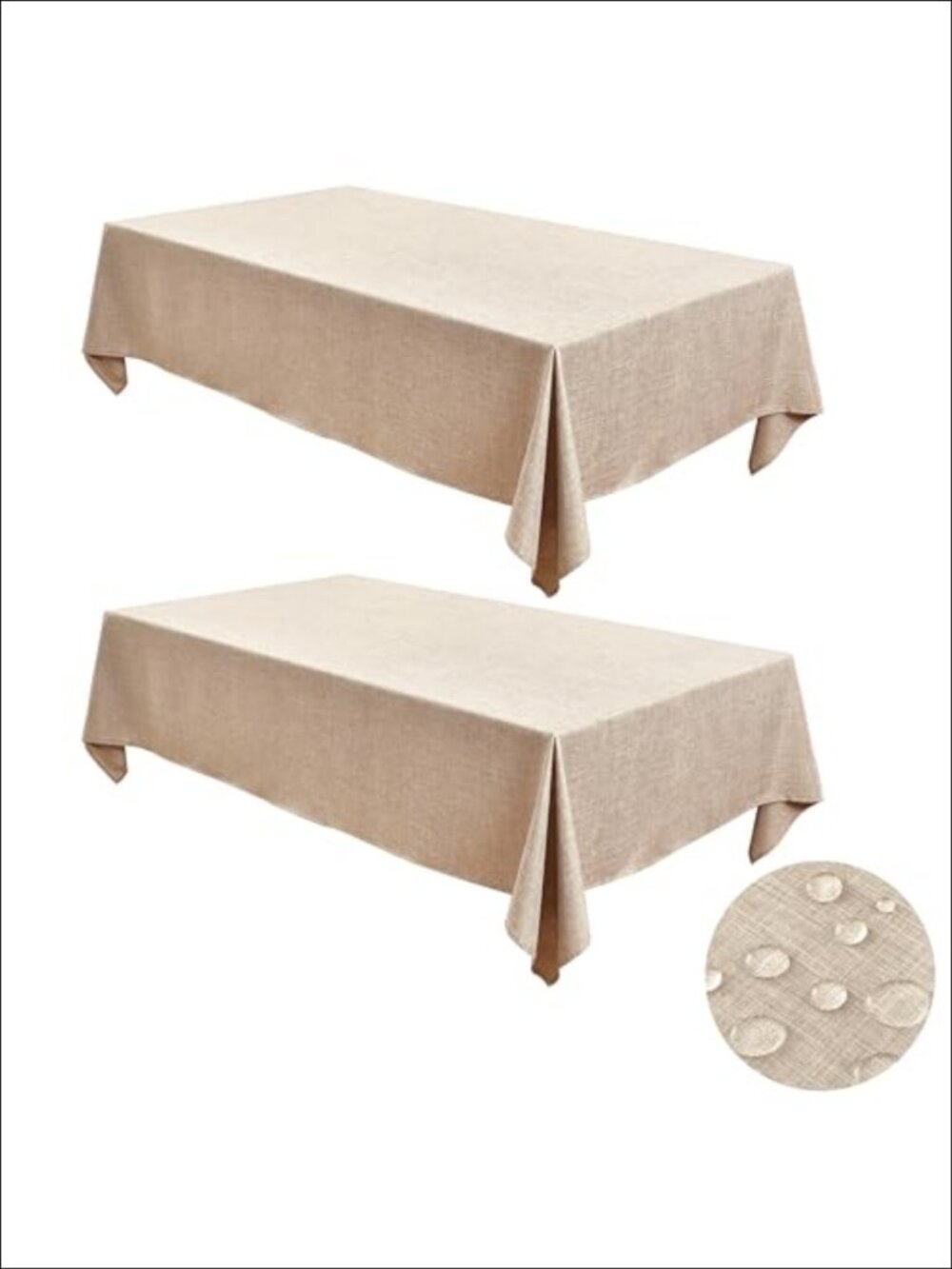 2 Pack Linen Textured Rectangle Tablecloths 52x70 Water Stain Resistant